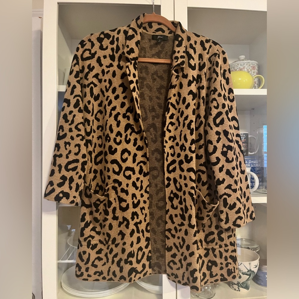 Cheetah pattern sweater blazer